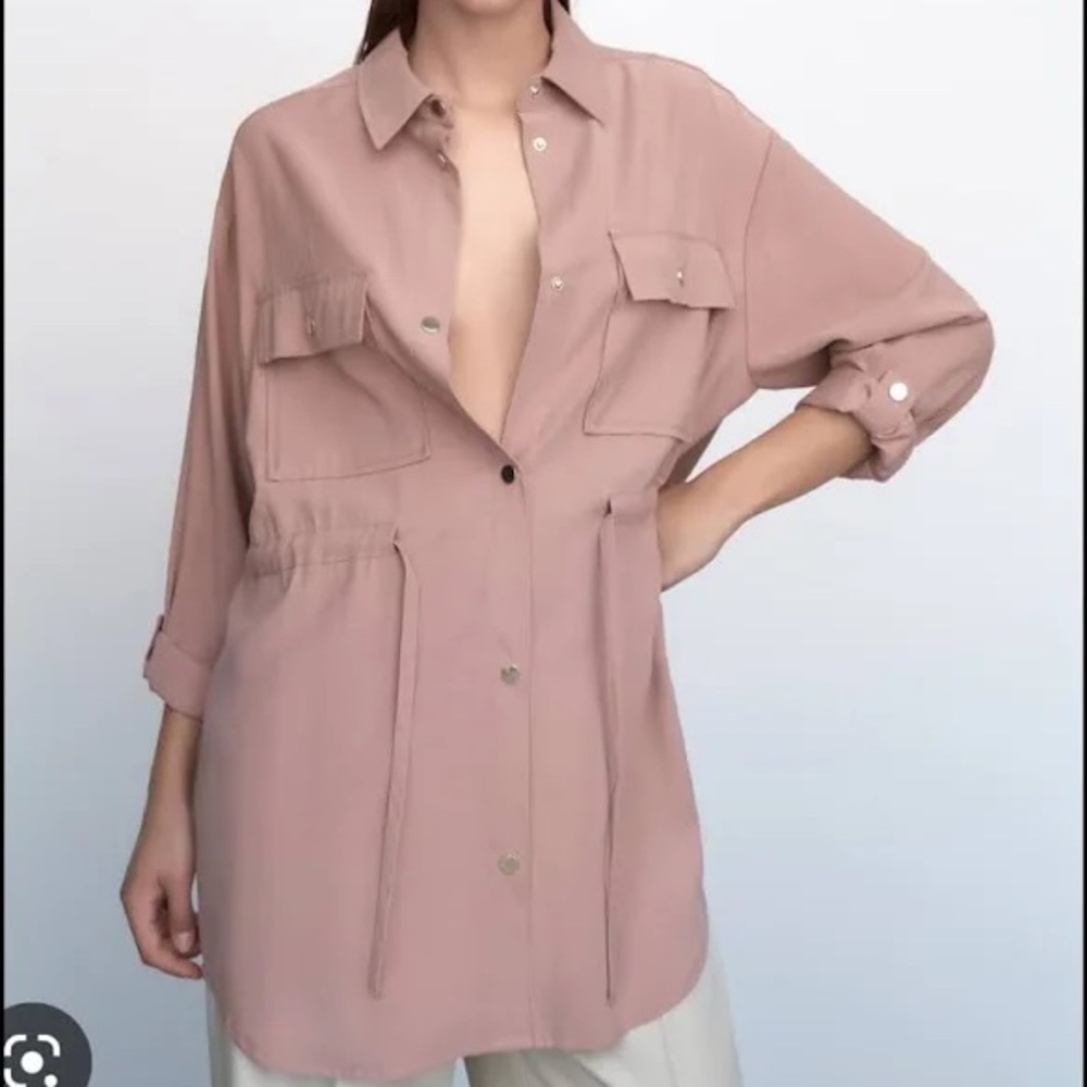 Zara Dusty Pink Utility Jacket Size L
